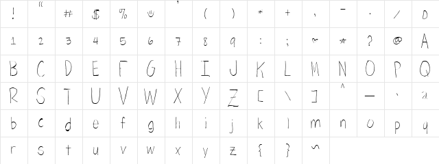 Mich Regular  glyph index