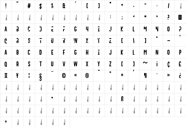 Argio Regular  glyph index