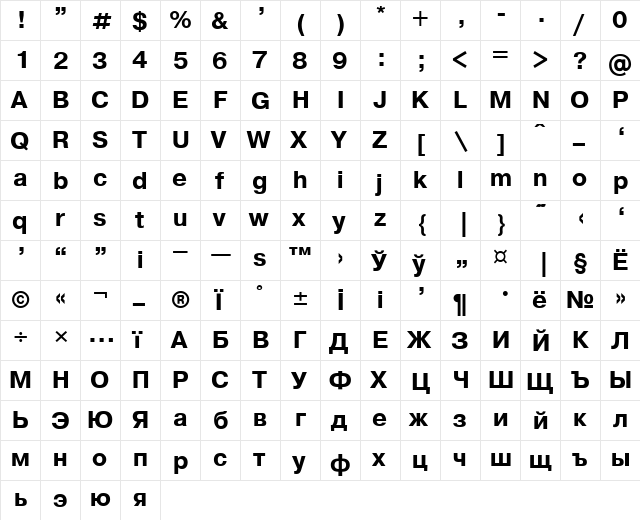 font378 Bold  glyph index