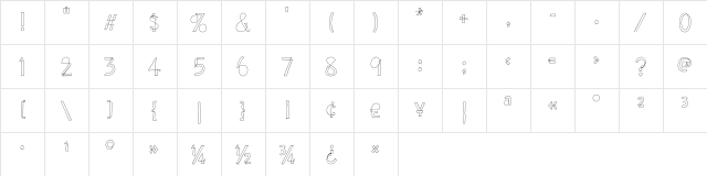 Eames Numerals Cover Regular  glyph index