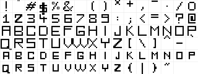 Radio Regular  glyph index