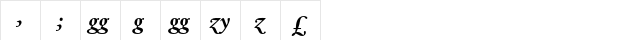 Dante MT Bold Italic Alt  glyph index