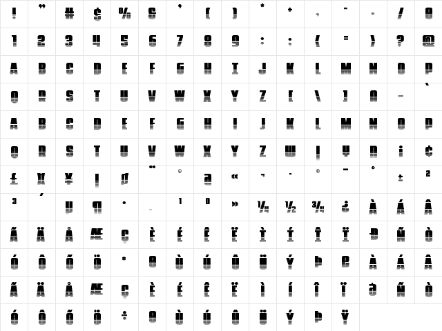Punch Twotone Regular  glyph index