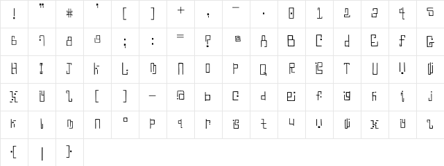 AntimonyBlue Regular  glyph index