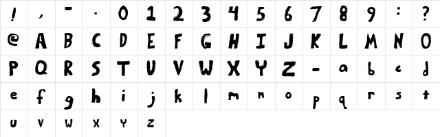Bumpy Road Regular  glyph index