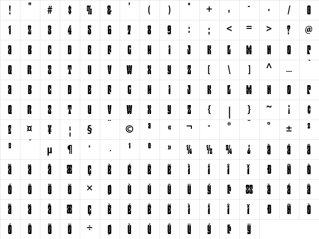 Mojo Regular  glyph index
