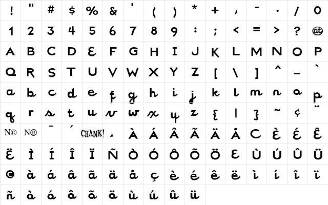 Ribjoint Medium  glyph index
