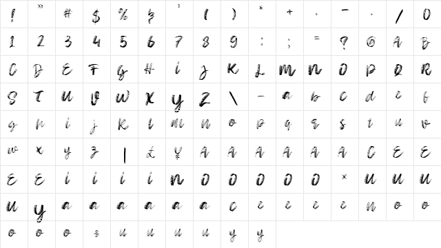 Sketch Time Regular  glyph index