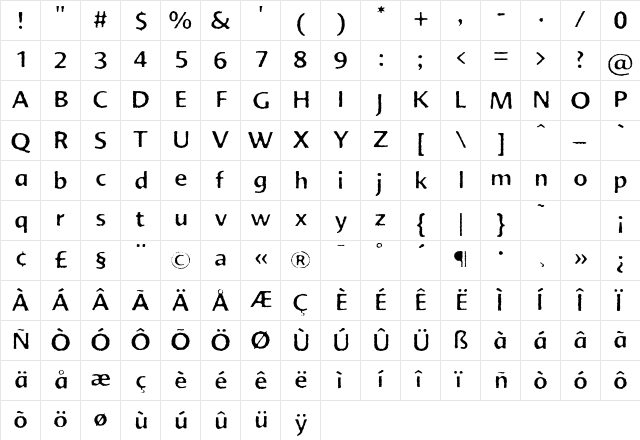 AdvertRough Two  glyph index