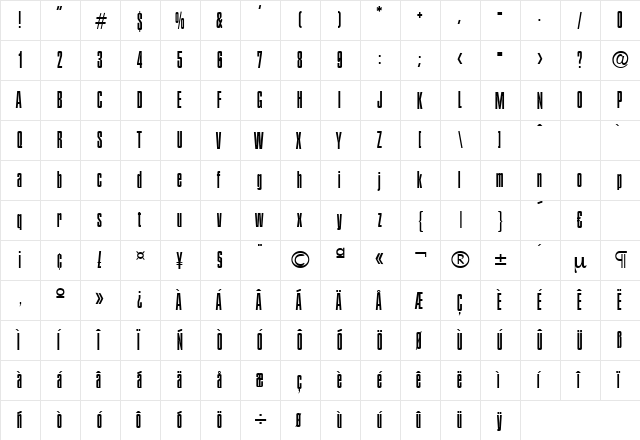 Plakette-Light Regular  glyph index