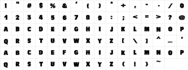 VTCBadWhipit Regular  glyph index