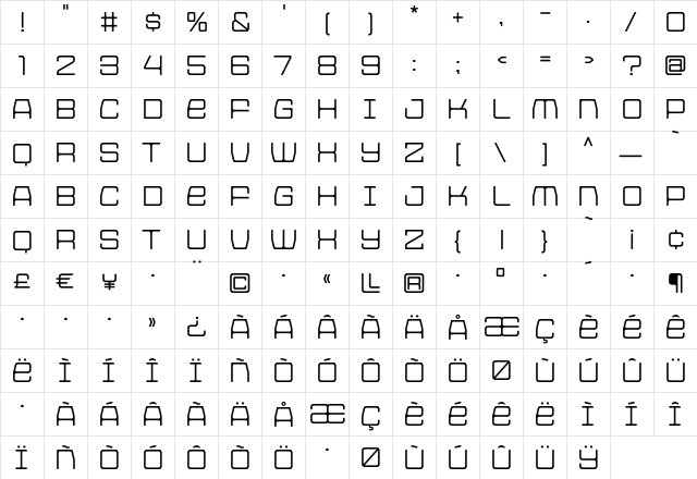 HOUSE3009 Spaceage-Light-Gamma  glyph index