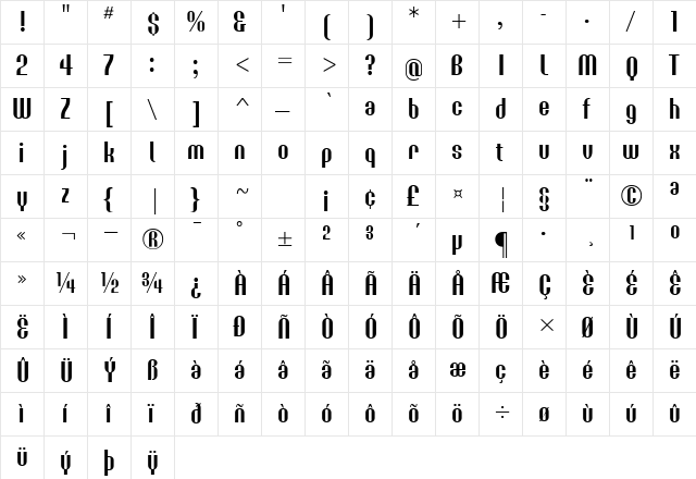 EunoiaRound Regular  glyph index