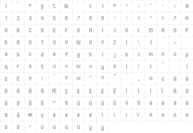 UNDATriangle Regular  glyph index