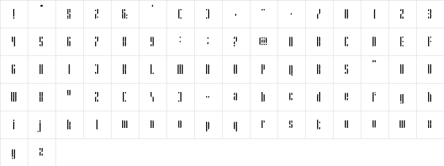 Stripes Regular  glyph index