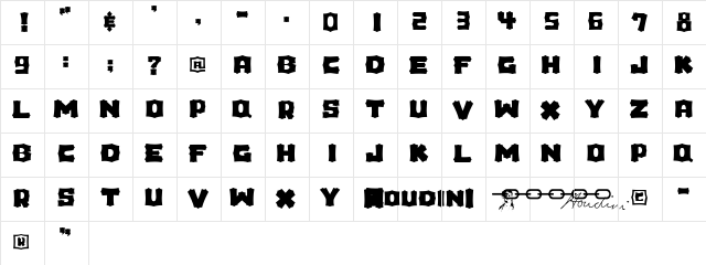Houdini Regular  glyph index