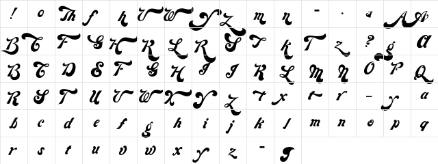 Jezebel Bonus Regular  glyph index