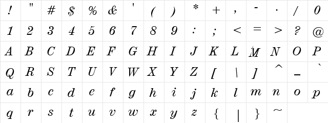 BRACKEN Regular  glyph index