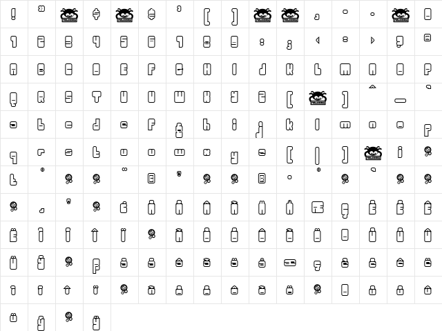 Woggle Regular  glyph index