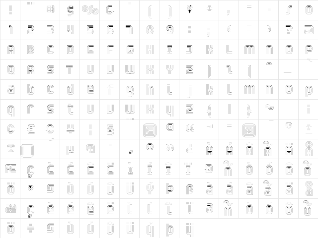 Trisect Thin  glyph index