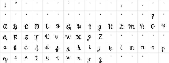Twigdancer Regular  glyph index