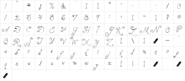 2Peas Sonnets Script Light Regular  glyph index