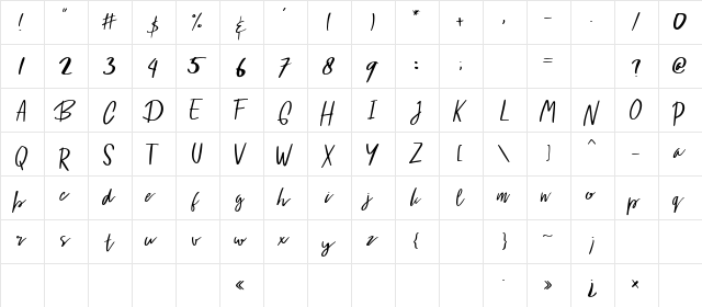 Arya Regular  glyph index