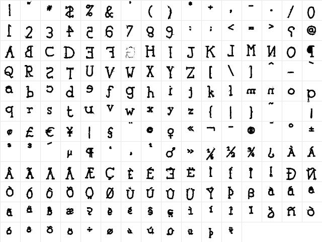 tYpEwRiTeR's ReVeNgE! Regular  glyph index