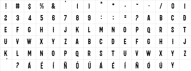 Barbaro Western  glyph index