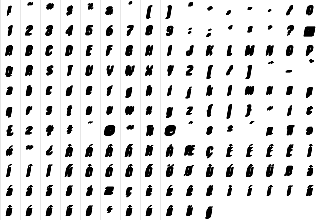 Matica Regular  glyph index