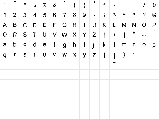 Tanjung Priuk Regular  glyph index