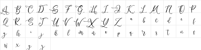 Andriani Script Regular  glyph index