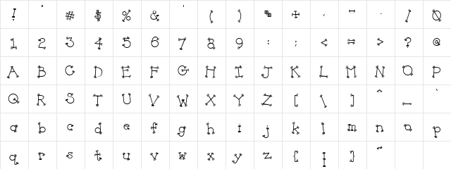 PC Double Tick Regular  glyph index