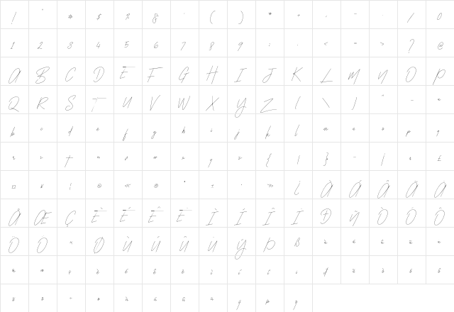 Miyake Regular  glyph index