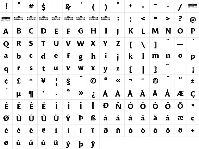 Malik Trial Bold  glyph index