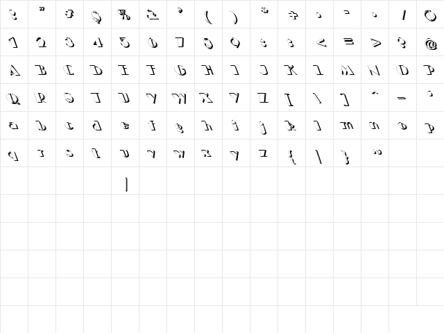 BIGCSHAD-Lefty Regular  glyph index