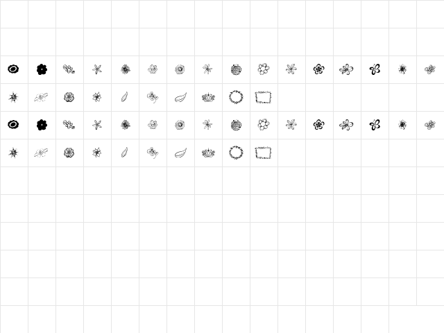 MTF Flower Doodles Regular  glyph index