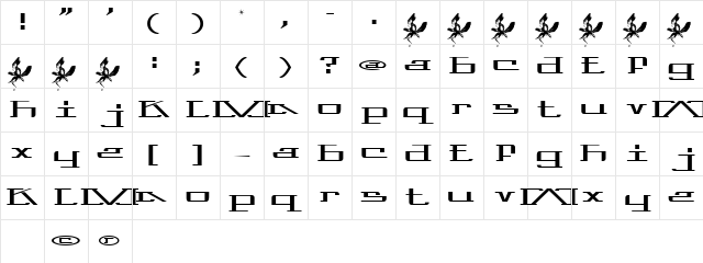 Prozac Child Regular  glyph index