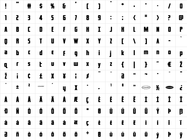 Captain Canaveral Expanded Expanded  glyph index