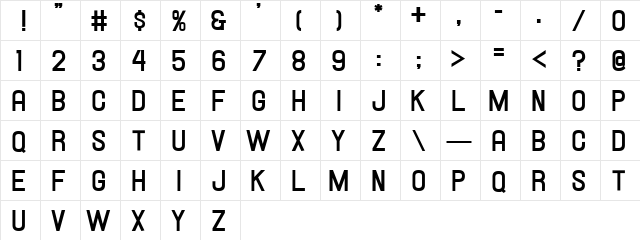 Hallandale Bold JL Regular  glyph index