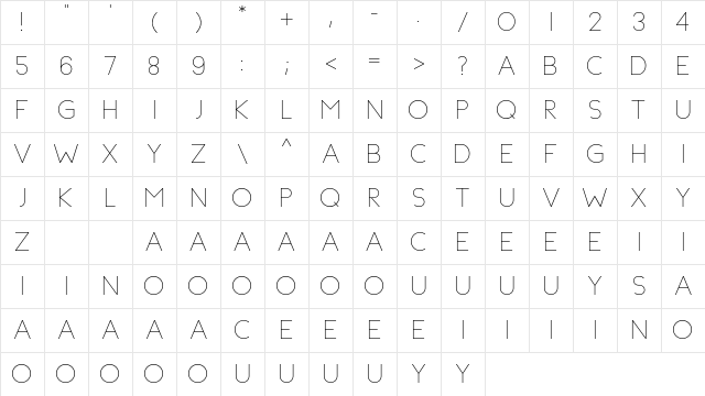 TopaziaNonCommercial Regular  glyph index
