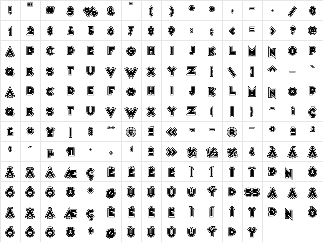 Variet頃olege Regular  glyph index