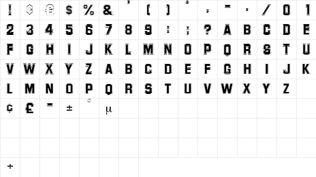 LetterSweaterSansOutlineCapsSSK Regular  glyph index