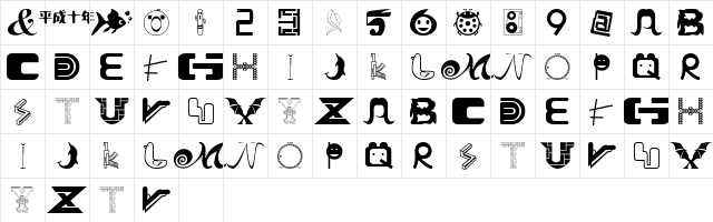 tYPE FACE 38  glyph index
