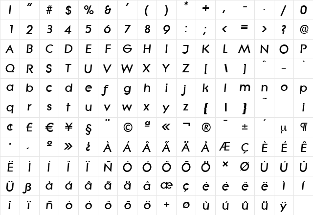 LiteraSerial-Heavy Italic  glyph index