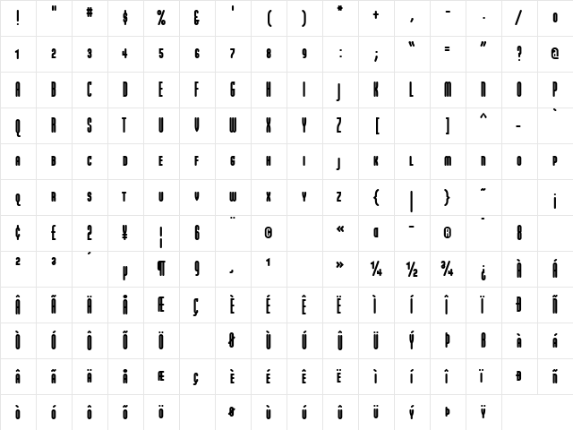 ModulaRoundBlackSmallCaps Regular  glyph index