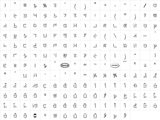 Jerusalem Shadow Shadow  glyph index