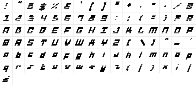 Drid Herder Italic Italic  glyph index