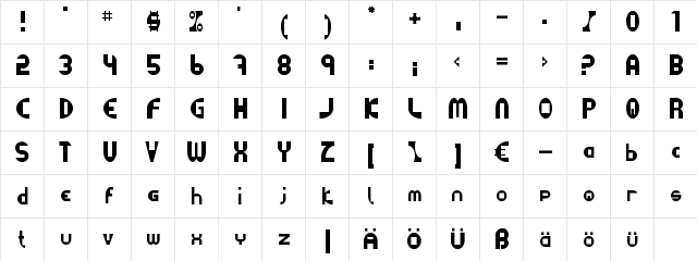 Datacut Medium  glyph index