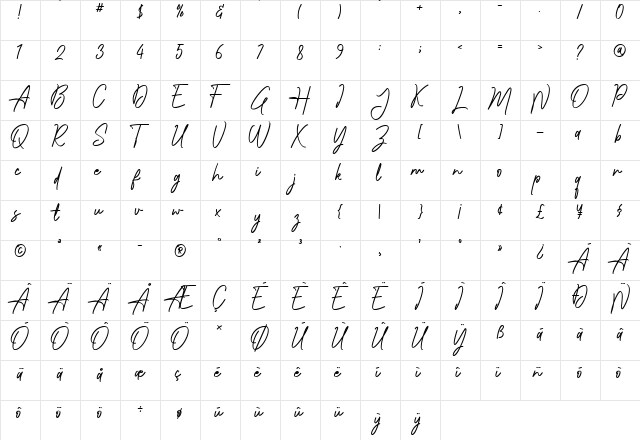 Naturallus Regular  glyph index